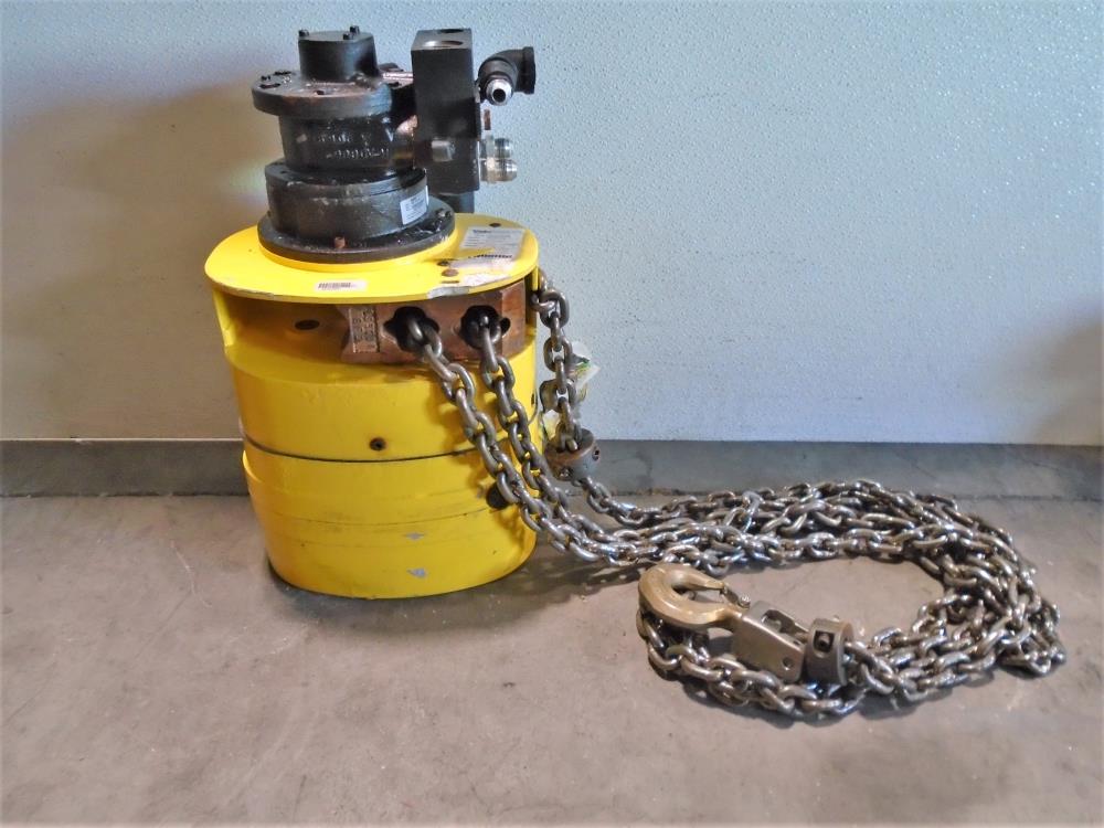 Yale 1/2 Ton Air Chain Hoist KALC5016, Brass Budgit Push Trolleys 905462 & Hose